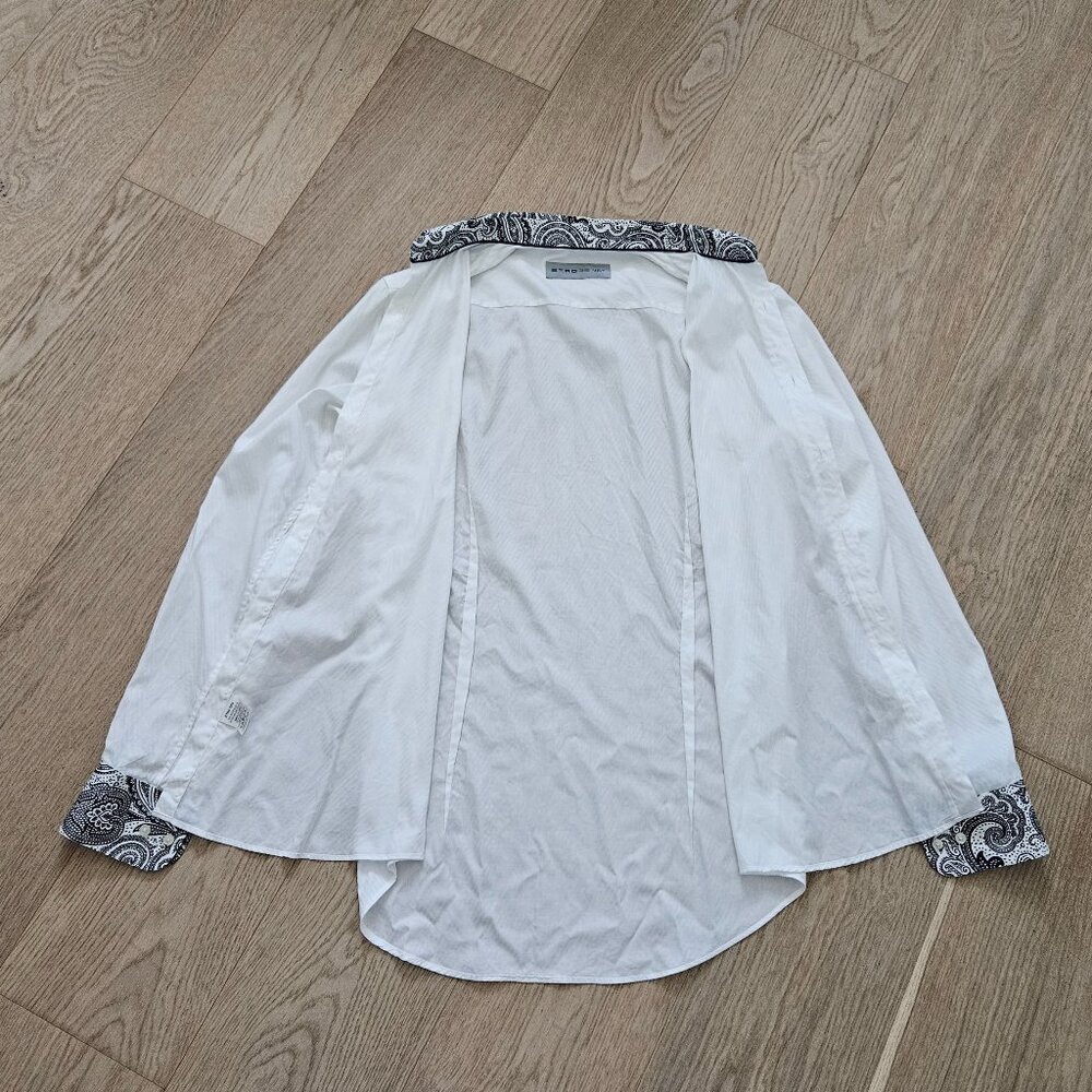 Etro SPA Contrast Paisley Collar & Cuffs Dress Shirt – Size 39 (US M), White - Picture 5 of 11